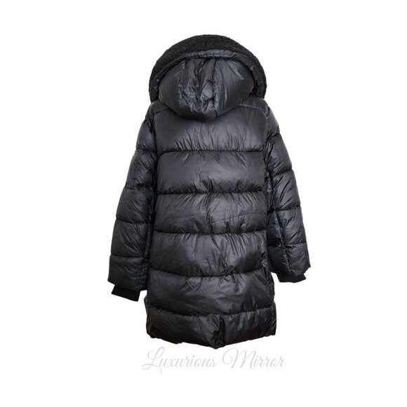 Steve Madden Puffer Fleece Hooded Coat Zip Up Closure Women's Black Jacket Sz 3X - Picture 4 of 9